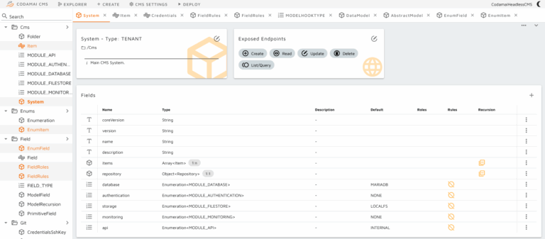 Screenshot CodamAI CDMS Module